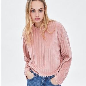 Planet Gold Soft Plus wide ribbed Blush, crop sweater. Oversized Small